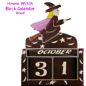 Flying Witch Block Calendar - Wood