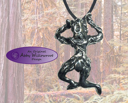 Greenman Running Through the Grove Pendant - Pewter