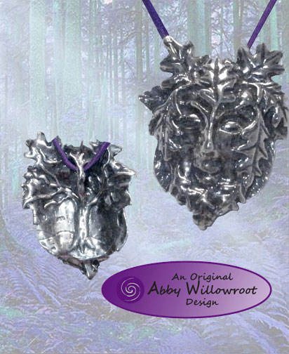 Jovial Green Man Pendant - Sterling Silver