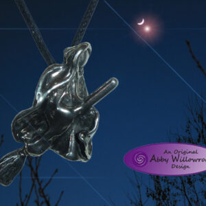Night Flying Witch Pendant - Pewter