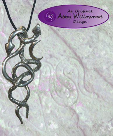 Snakes Moon Pendant - Pewter