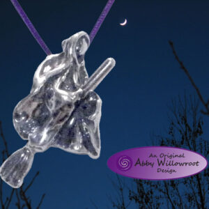 Witch Flying Free Pendant - Sterling Silver
